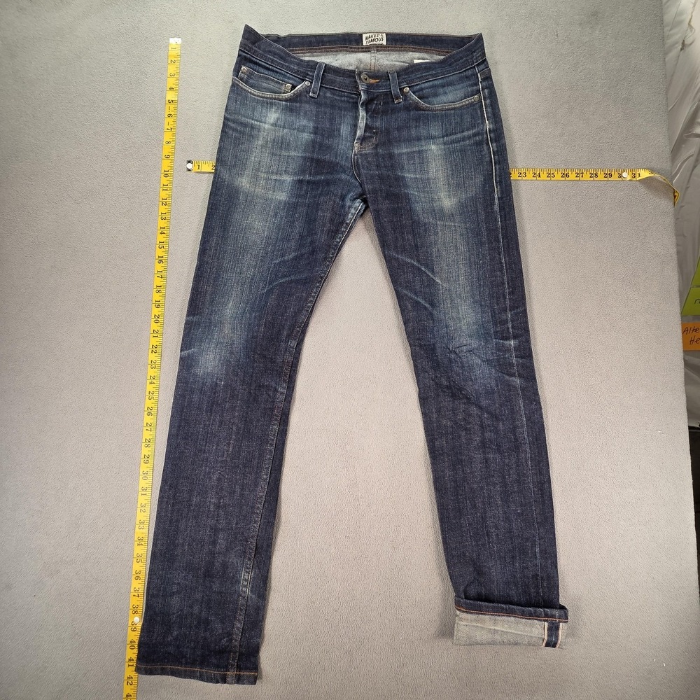 Naked & Famous Denim Men's Skinny Jeans in Dark Indigo with Fading